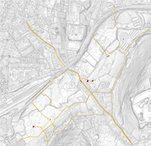 Plano da estrutura orixinal dos camiños en 1958
