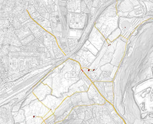Plano da estrutura orixinal dos camiños en 1958 Plano da estrutura orixinal dos camiños en 1958